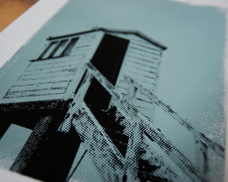Beach rescue tower screenprint close up2