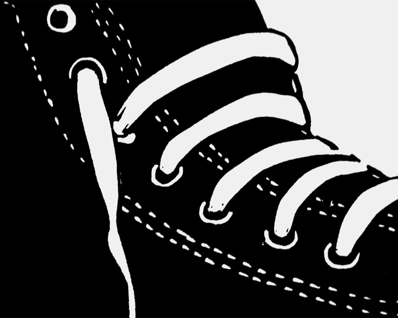 Converse linocut print close up