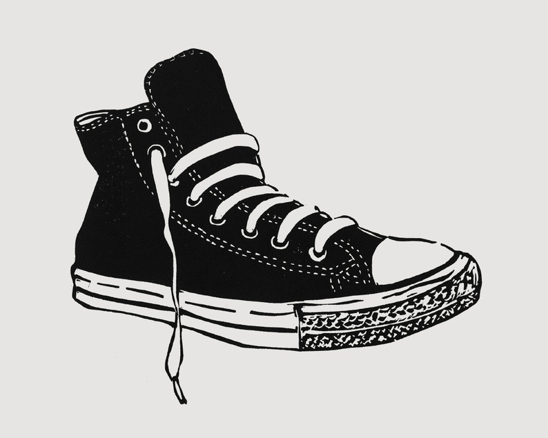 Converse linocut print unframed