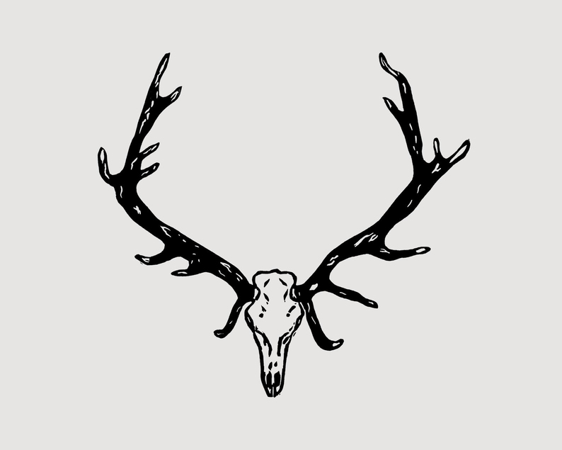 Deer antlers linocut print unframed