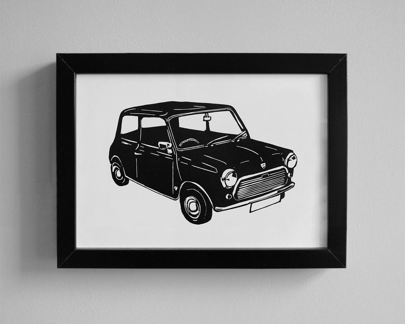 Inkery mini linocut in frame