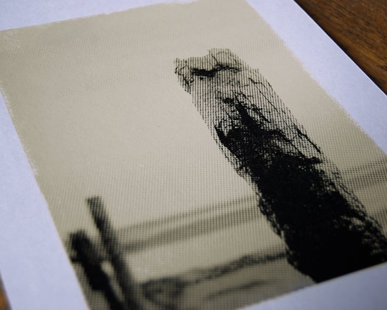 Rusty marker post screenprint close up1