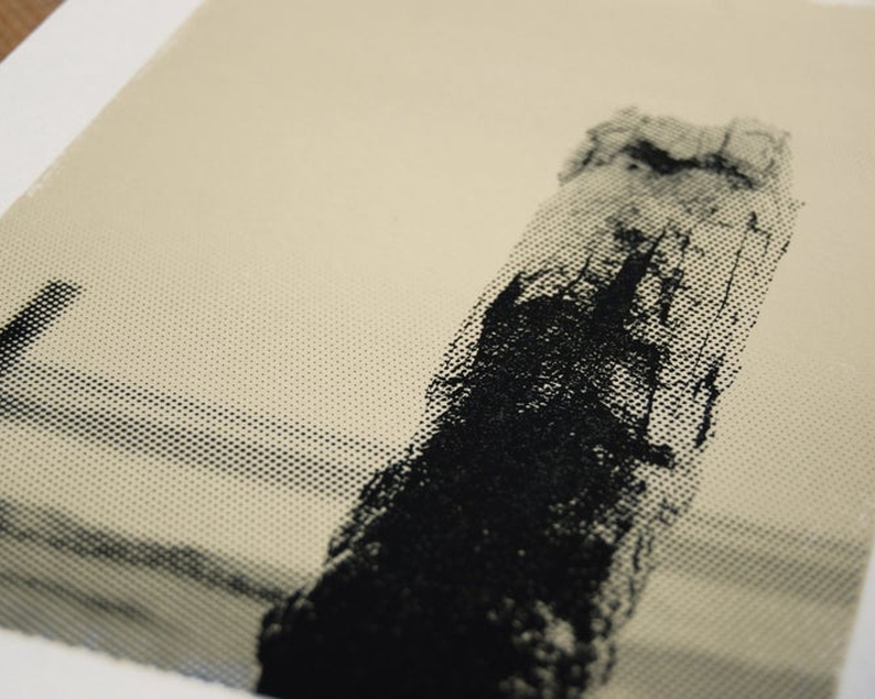 Rusty marker post screenprint close up2