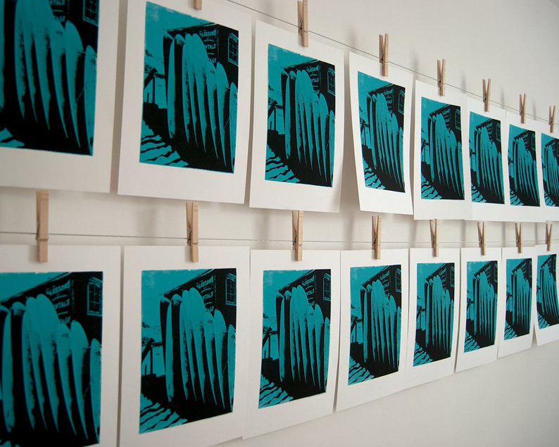 Surfboards portugal screenprint hanging