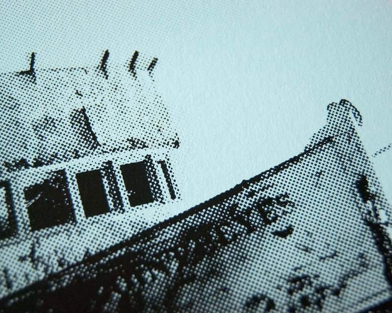 Wrecked boat screenprint close up