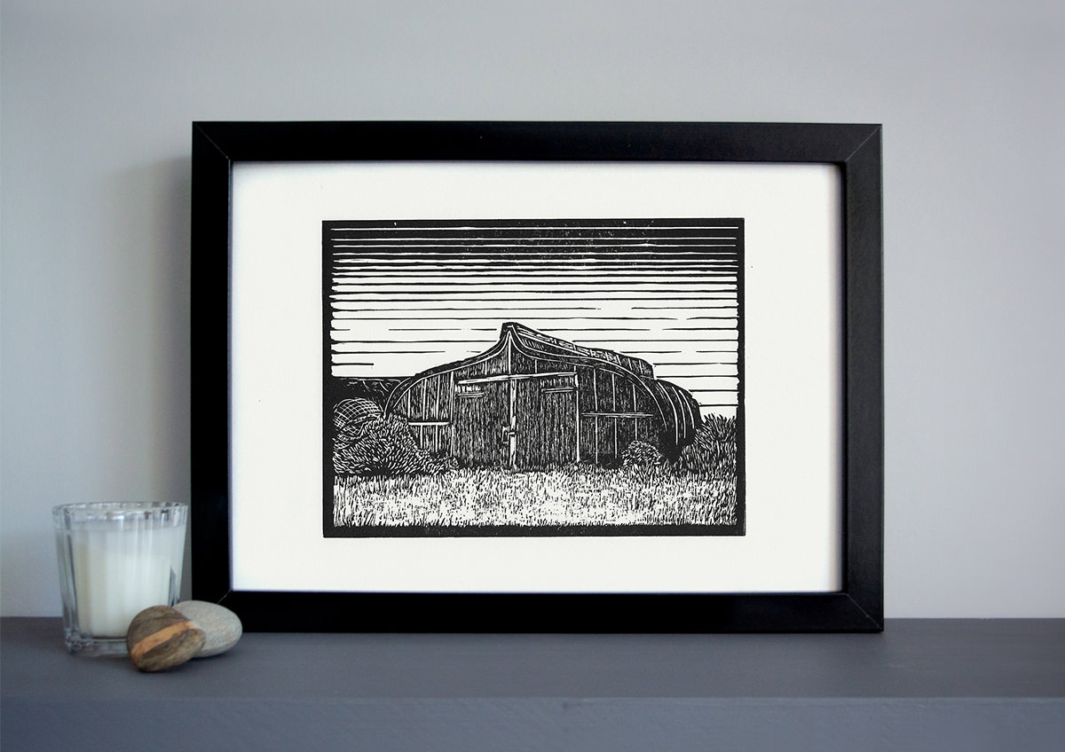 Lindisfarne boat shed art print