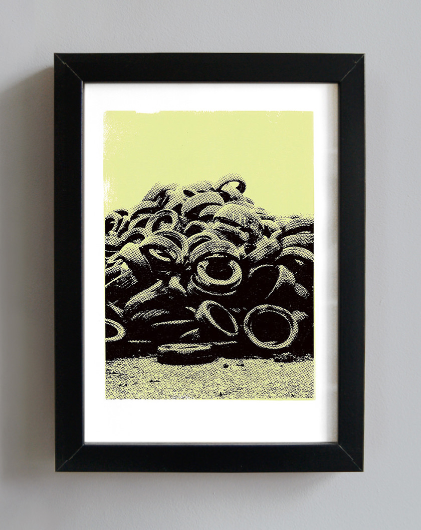 Worn tyres screenprint